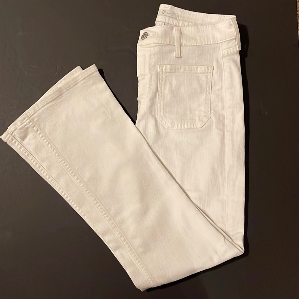 7 for all man kind , white denim with front pockets
